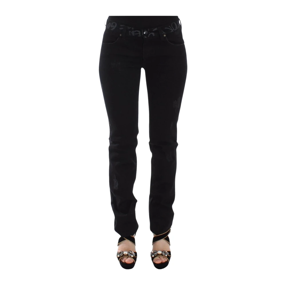 Ermanno Scervino Women's Black Slim Fit Jeans, Xs, Skinny Jeans Distressed Design
