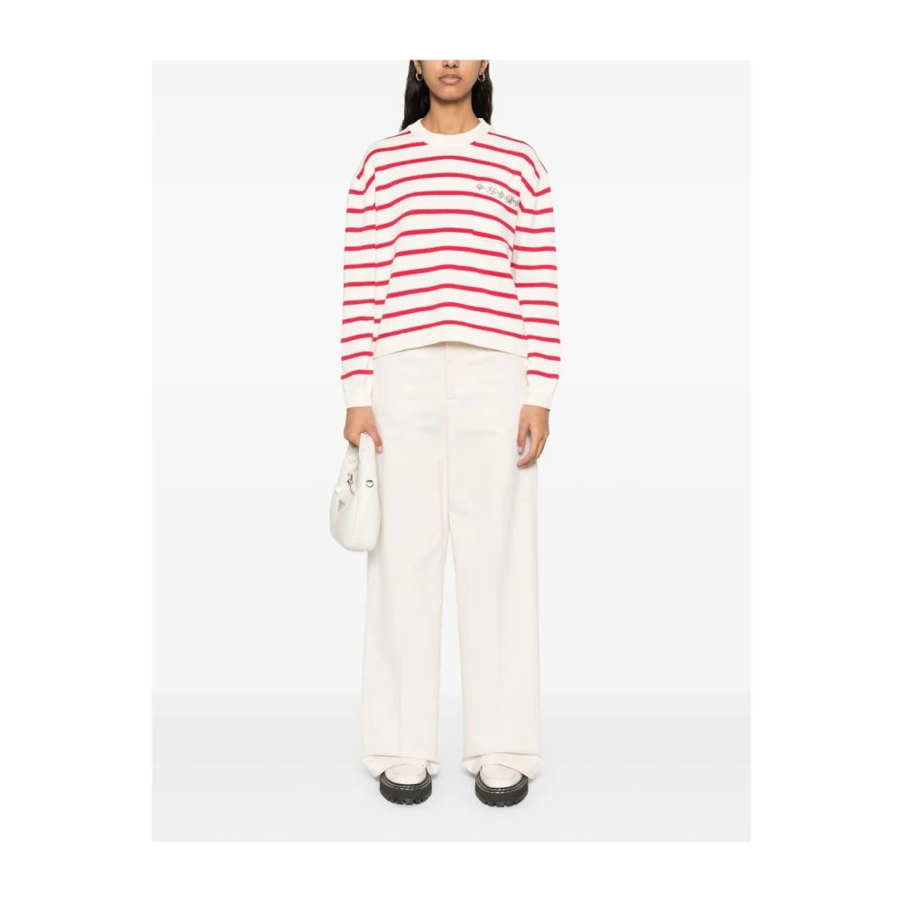 Semicouture Kristalversierde Crew Neck Sweater Red Dames