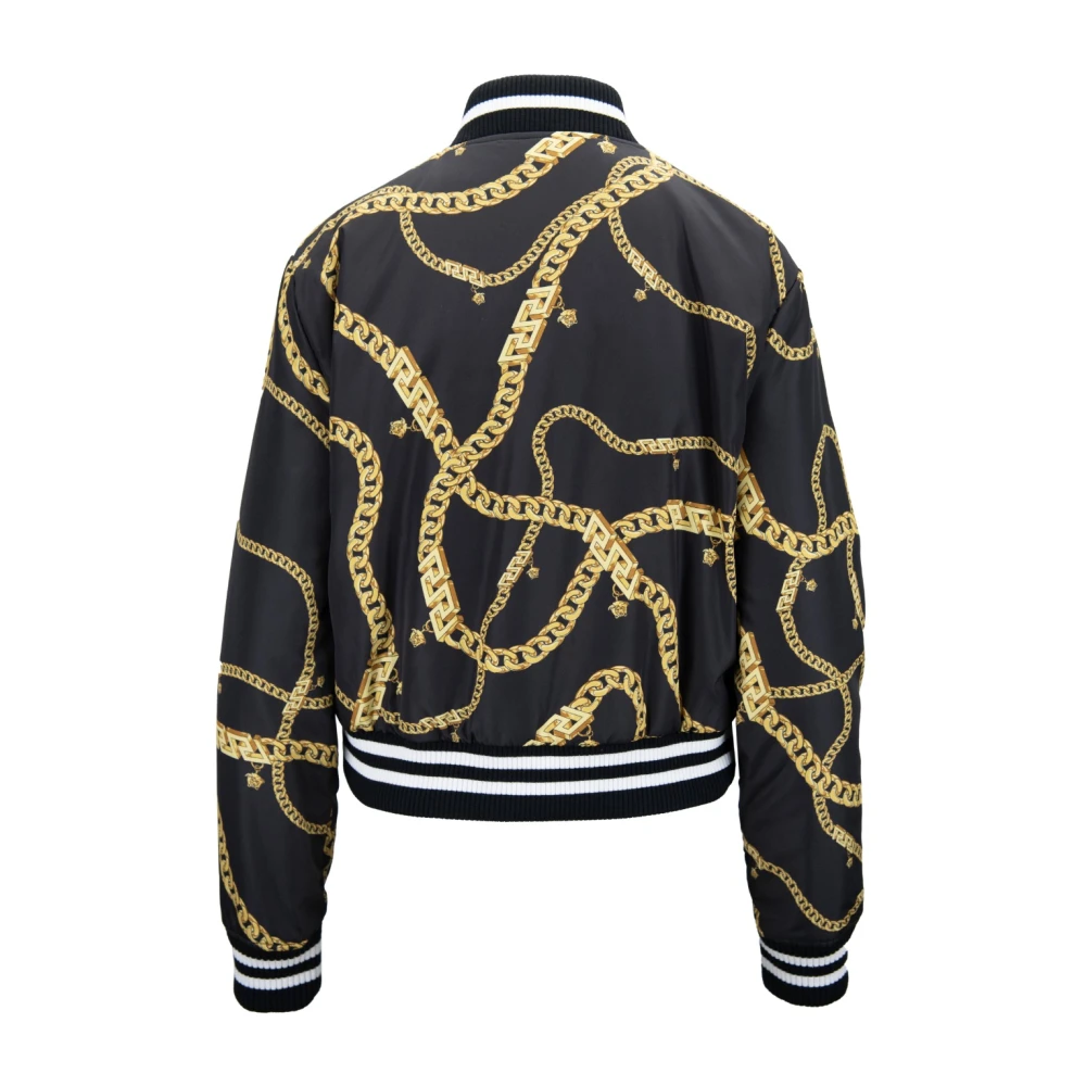 Versace Damesjas met ritssluiting en kettingprint Black Dames