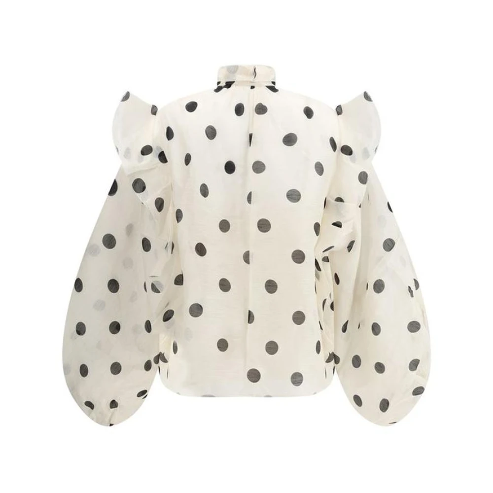 Zimmermann Zijden blouse met polkadots en opstaande kraag White Dames