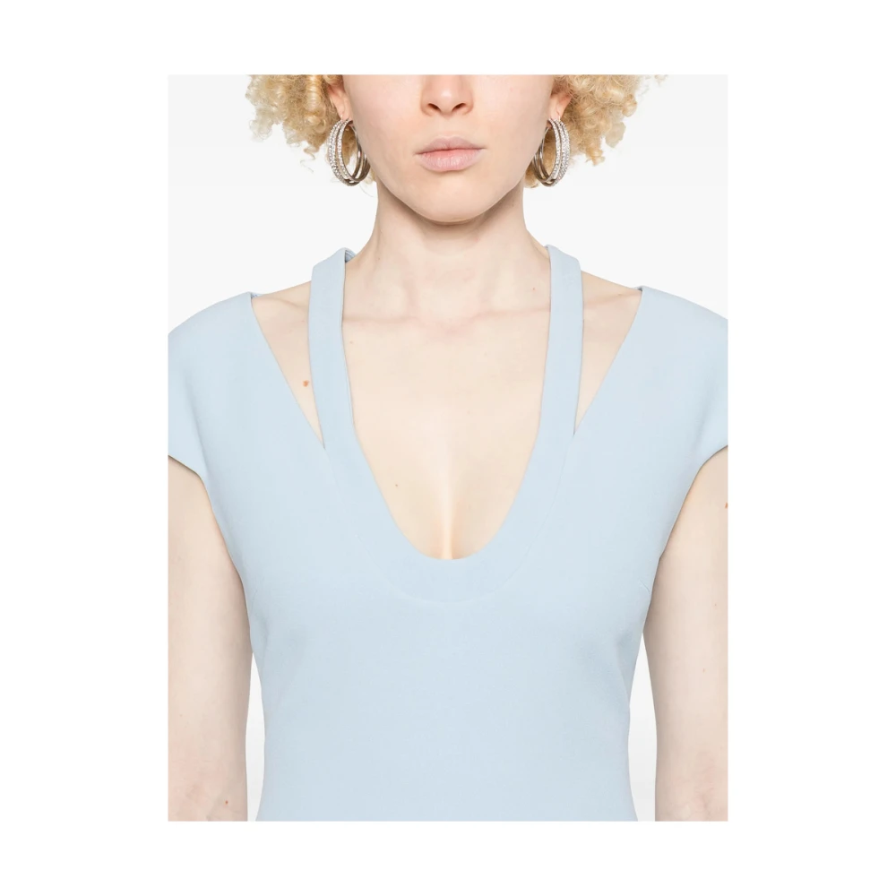 David Koma Jurk met uitsnijding in V-hals en kapmouwen Blue Dames