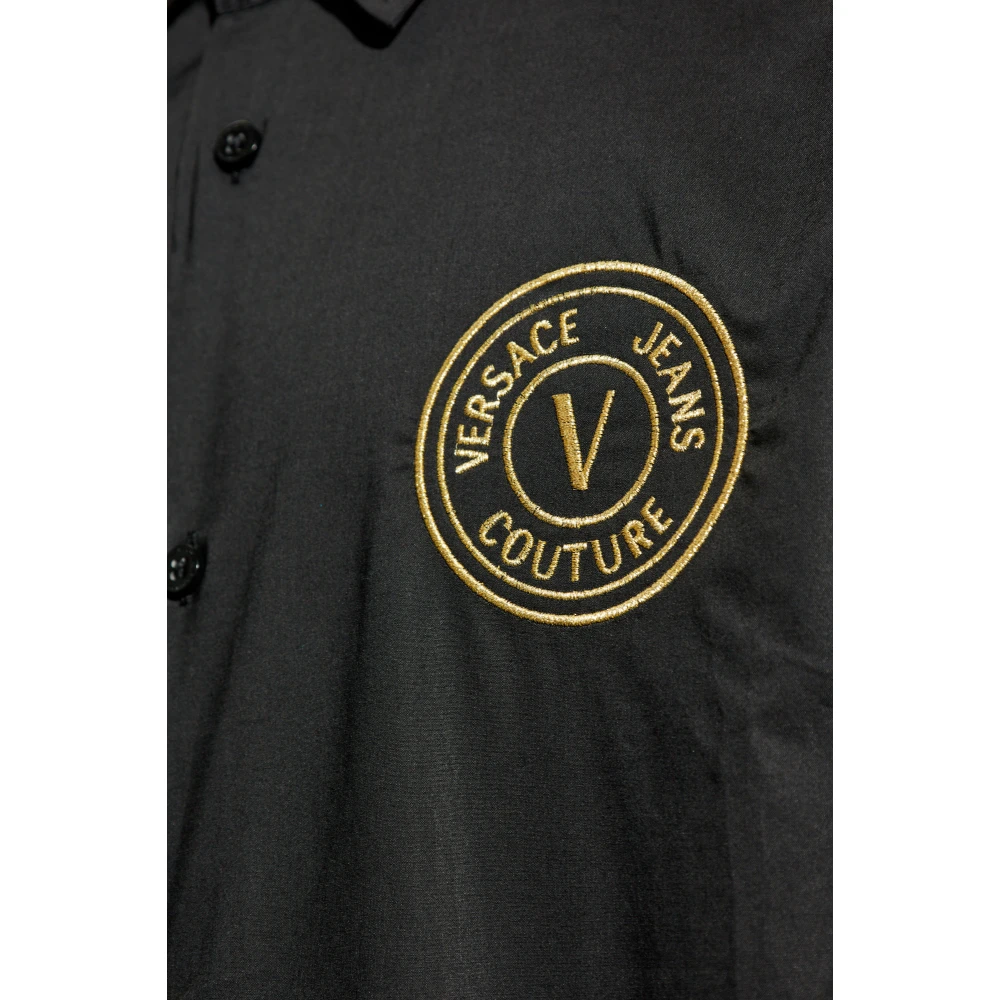 Versace Jeans Couture Overhemd met geborduurd logo Black Heren