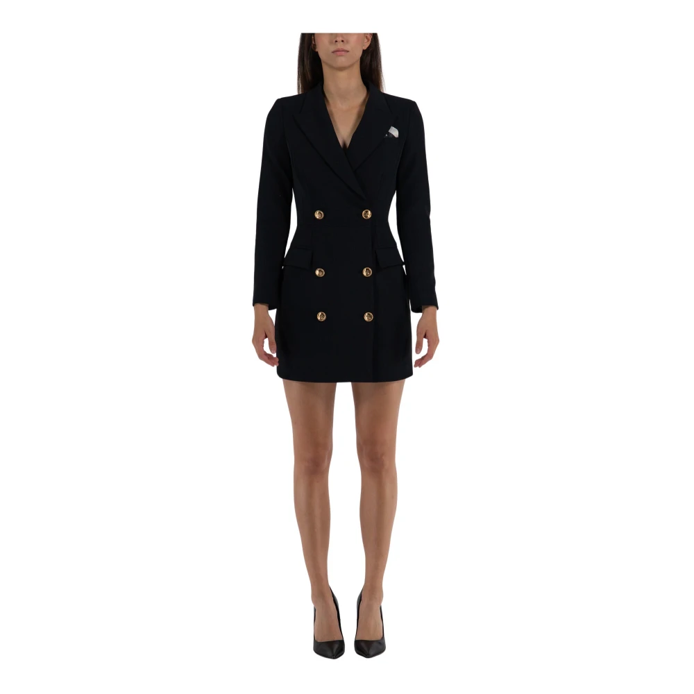 Elisabetta Franchi Dubbelbreasted Manteljurk Black Dames