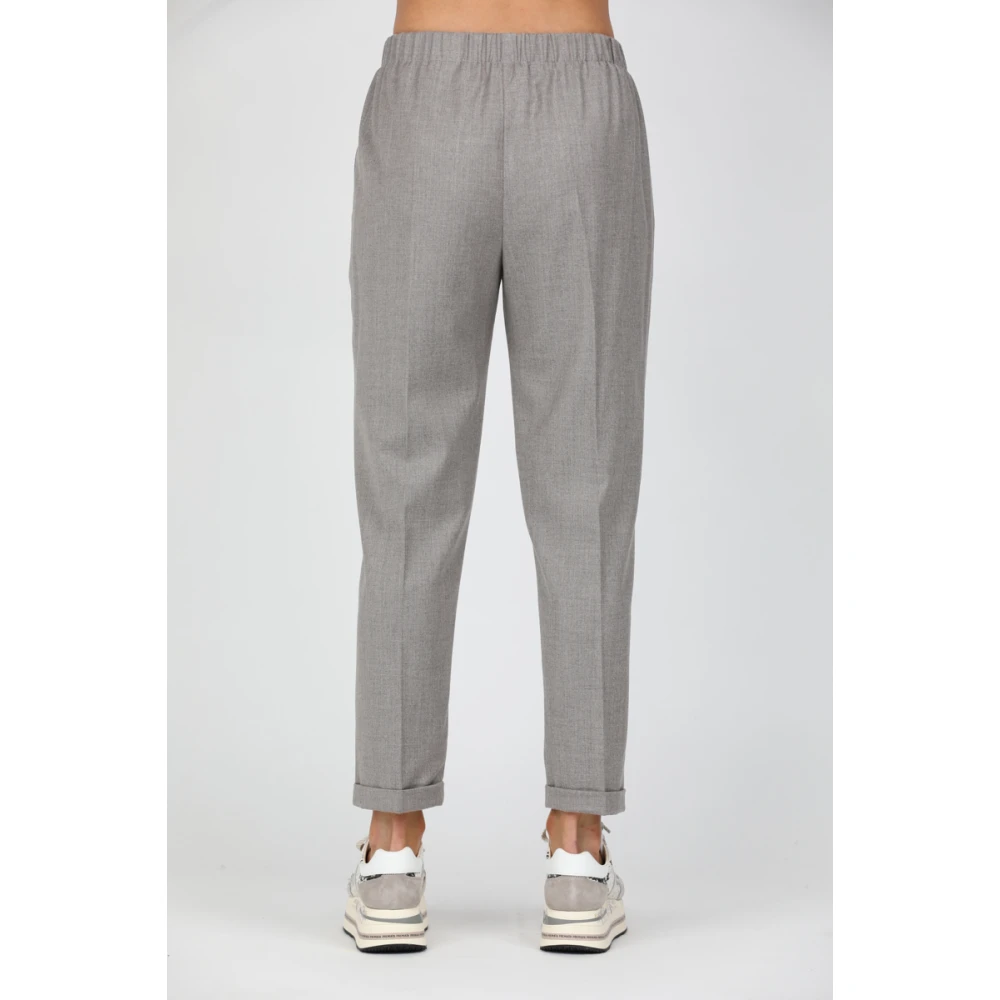 Rosso35 Flanellen Elastische Taillebroek Gray Dames