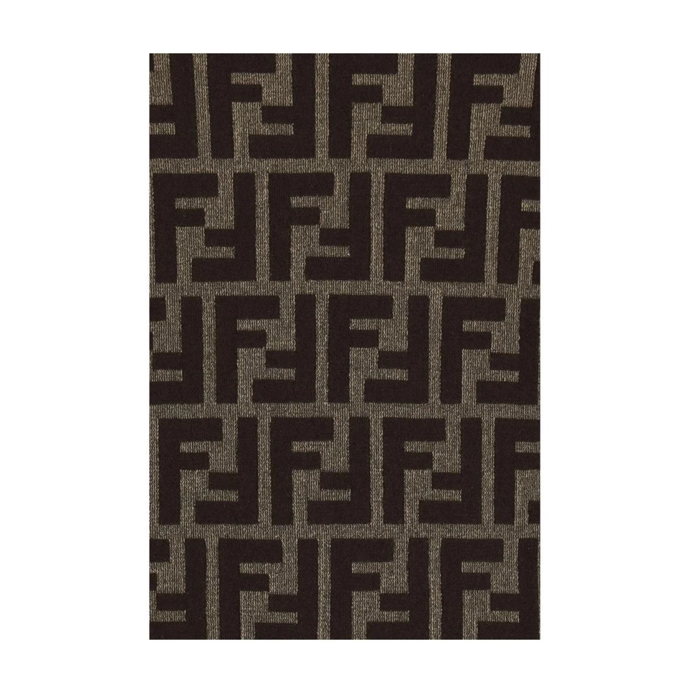 Fendi Logo Jacquard Katoenen T-shirt met korte mouwen Brown Dames