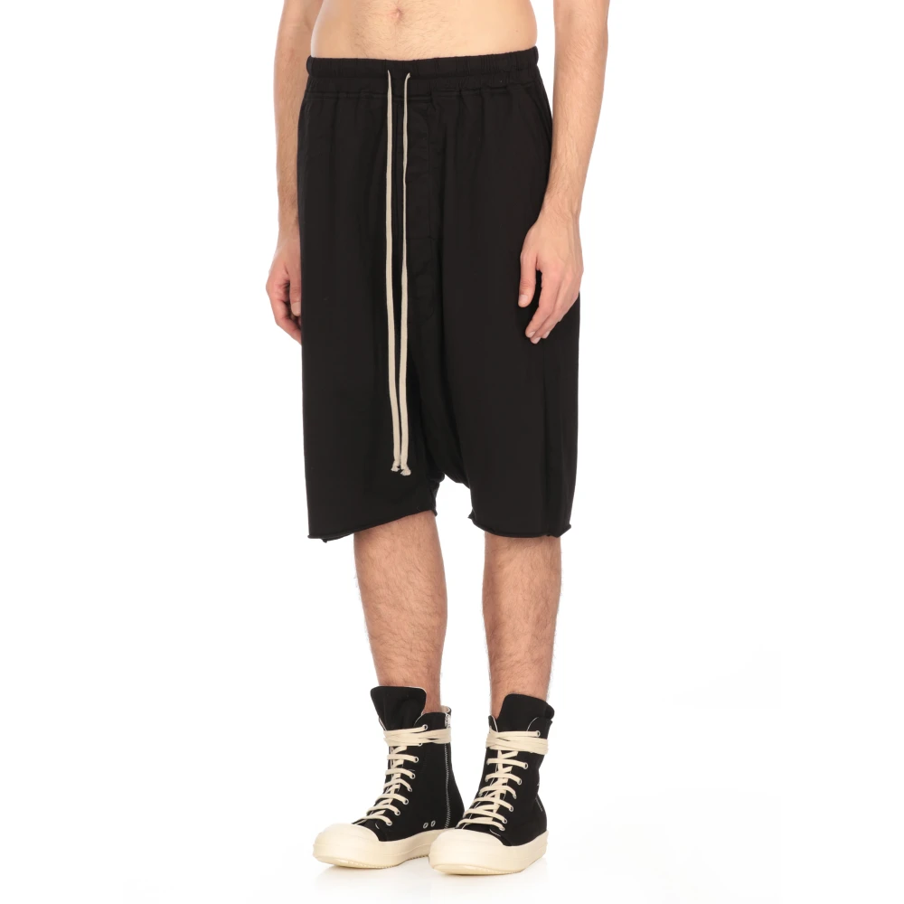 Rick Owens Zwarte Katoenen Bermuda Shorts Elastische Taille Black Heren