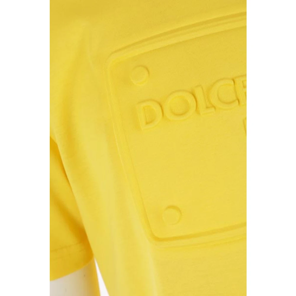 Dolce & Gabbana Gele T-shirt met Ingelegd Logo Yellow Heren