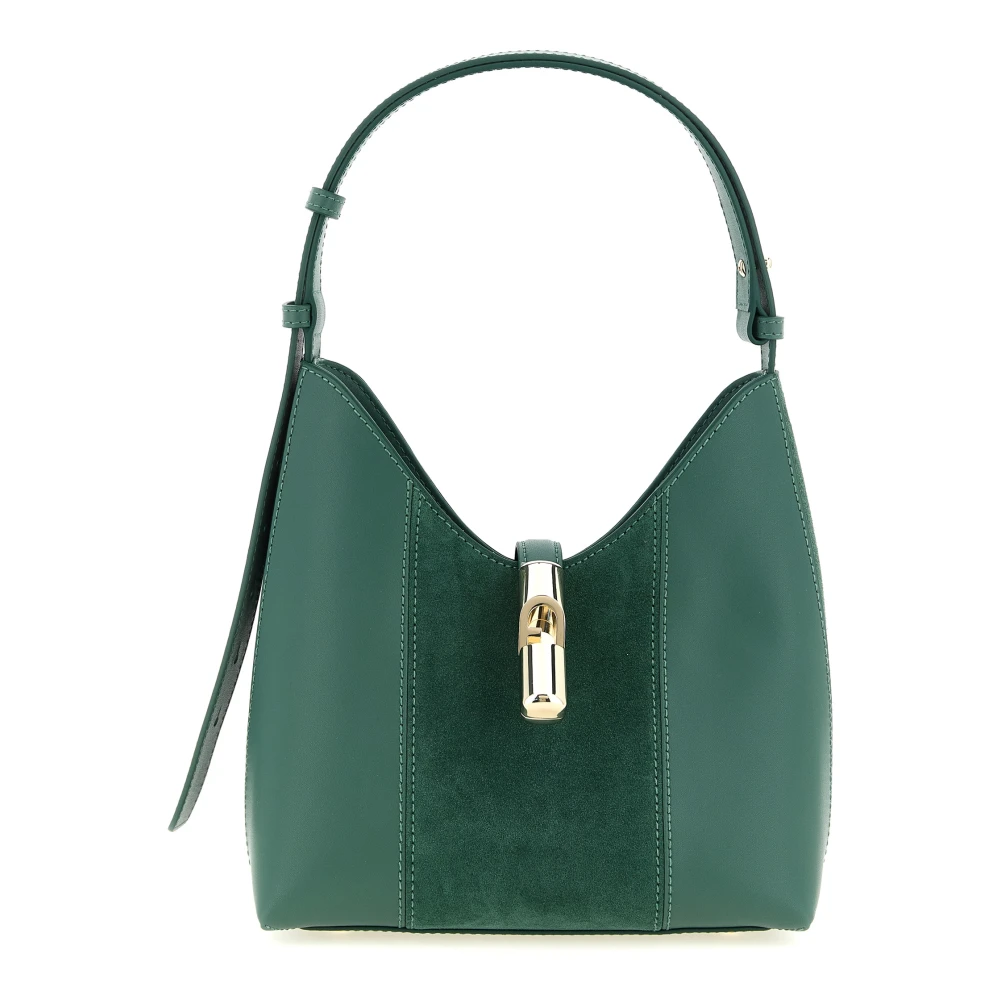 Furla Vrouw Groente Tassen Dames, Groen, One Size, Leer, Goccia S Hobo Bag