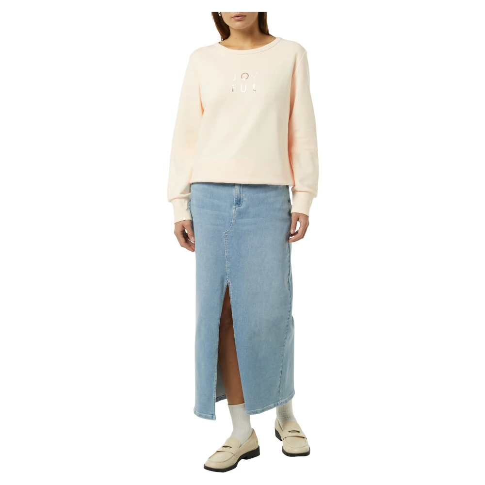 comma Casual Artwork Sweatshirt Beige Dames