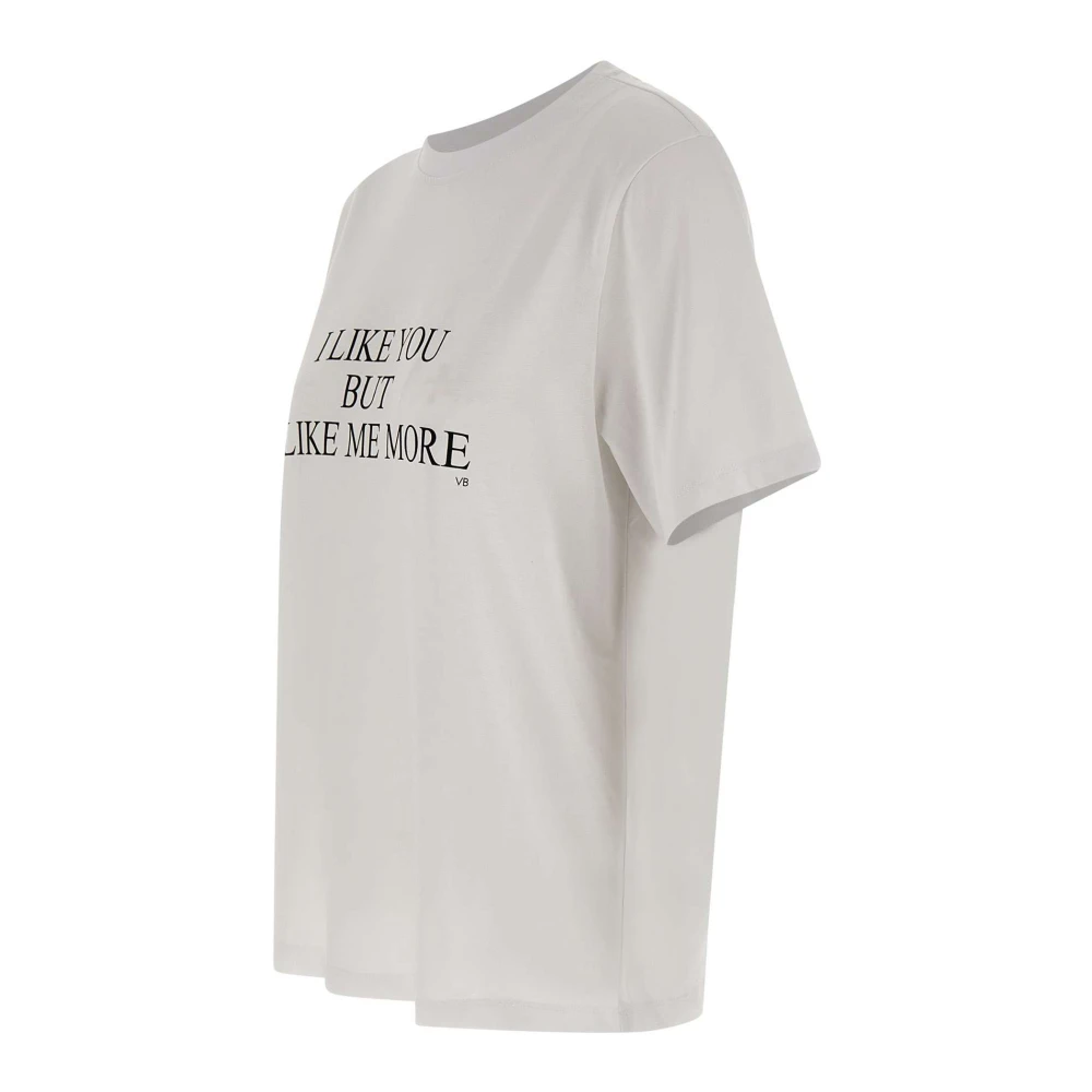 Victoria Beckham Maxi Logo Print Katoenen T-shirt White Dames