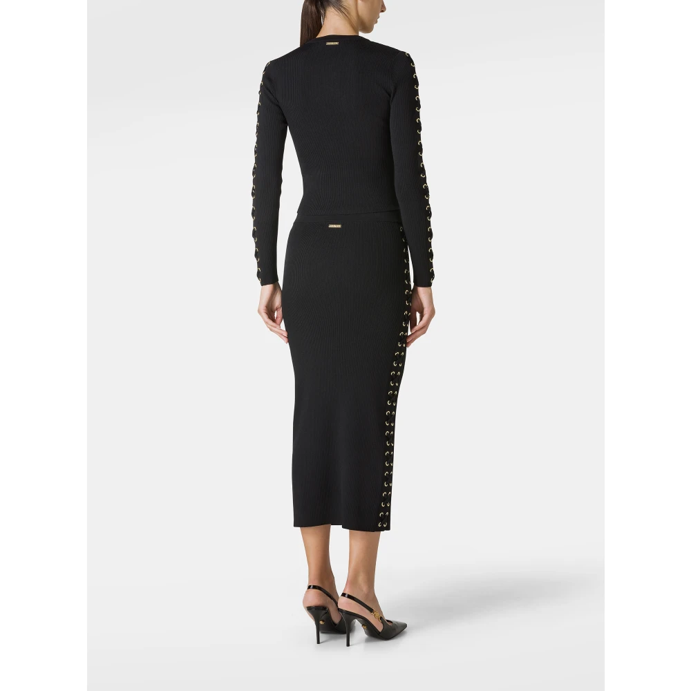 Michael Kors Geribbelde trui met mouwkoorden Black Dames