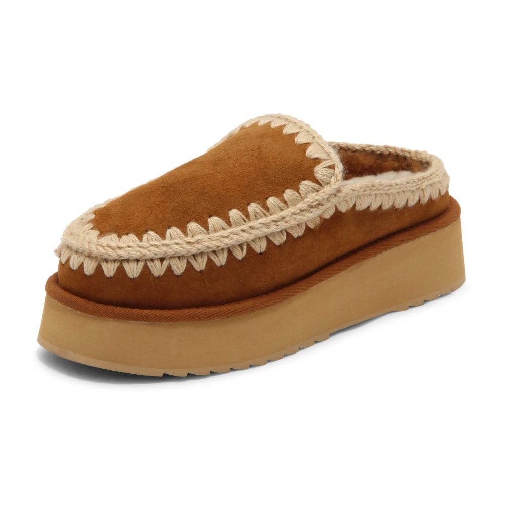 Mou Women's Brown Slippers, 3 Uk, Eskimo Platform Clog Slippers