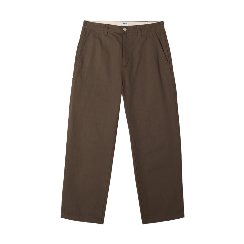 Obey Groene Twill Timmerman Broek Brown Heren