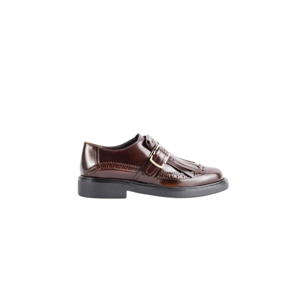 Tod's Burgundy Läder Derby Skor Brown, Dam