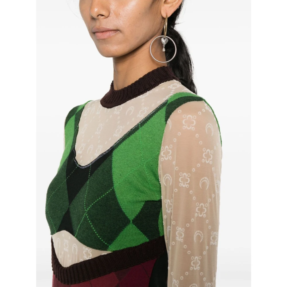 Marine Serre Luxe Wol Lange Jurk voor Moderne Vrouwen Green Dames