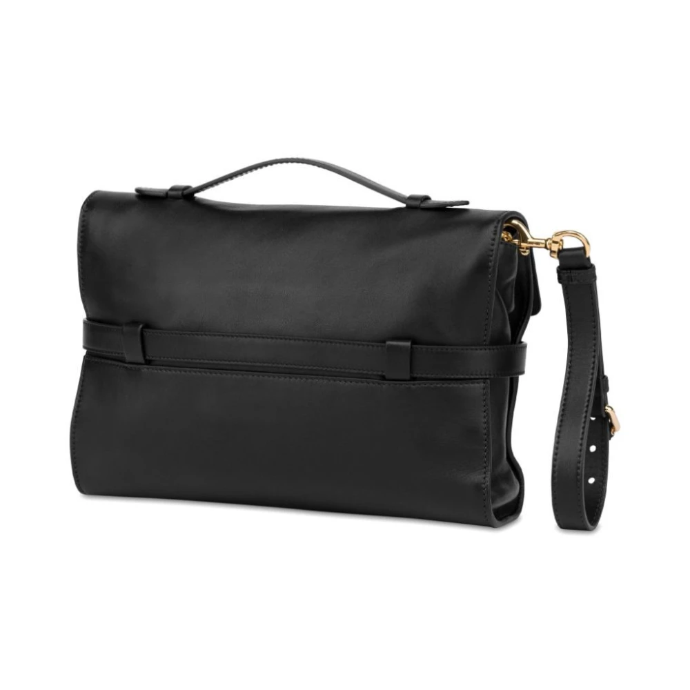 Moschino Zwarte leren handtas met magnetische sluiting Black Dames