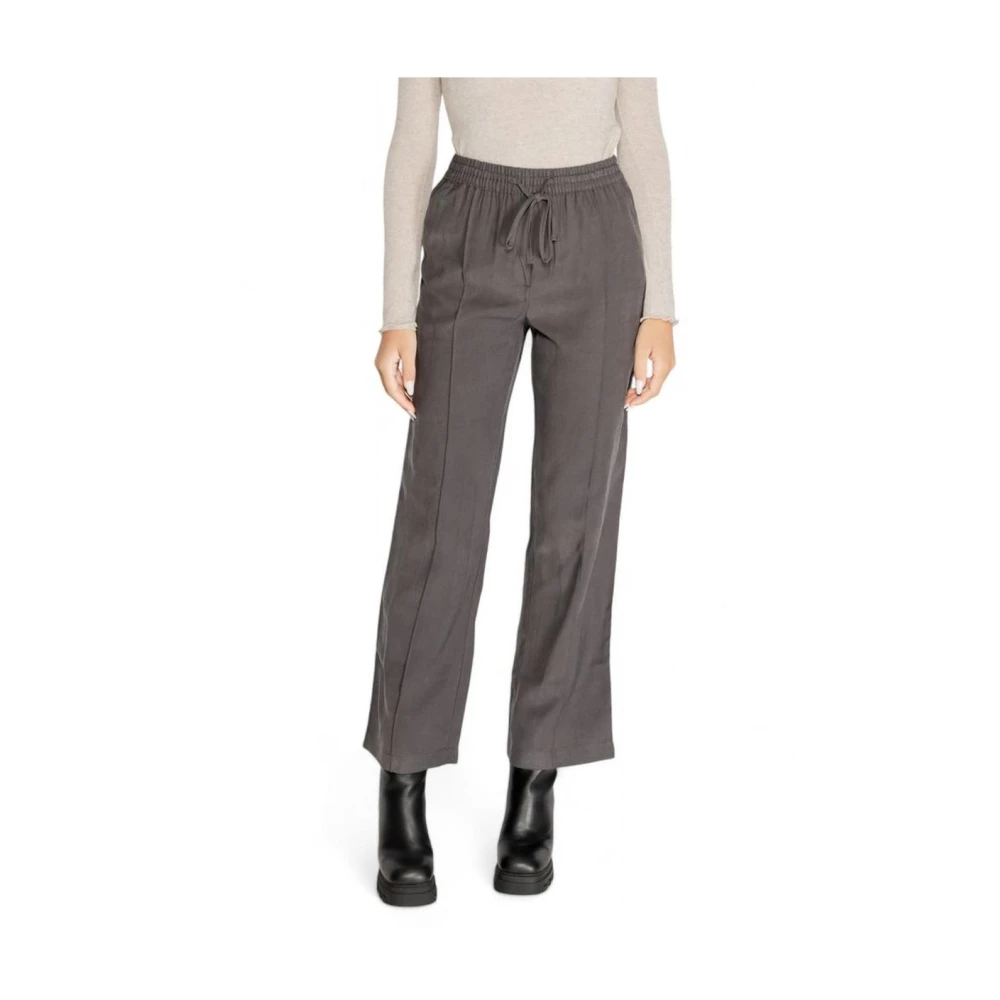 Jacqueline de Yong Grijze Viscose Wijde Broek Gray Dames