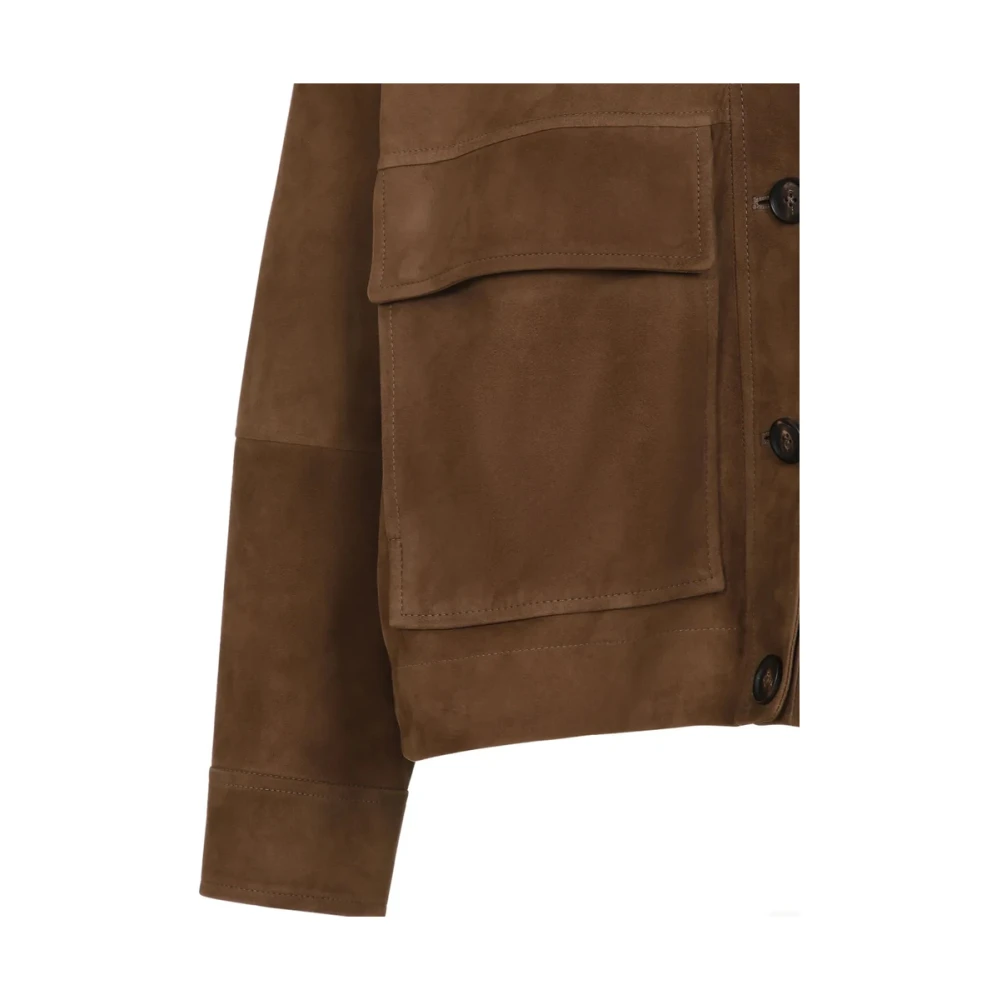 BRUNELLO CUCINELLI Bruine Knop Outerwear met Zakken Brown Dames