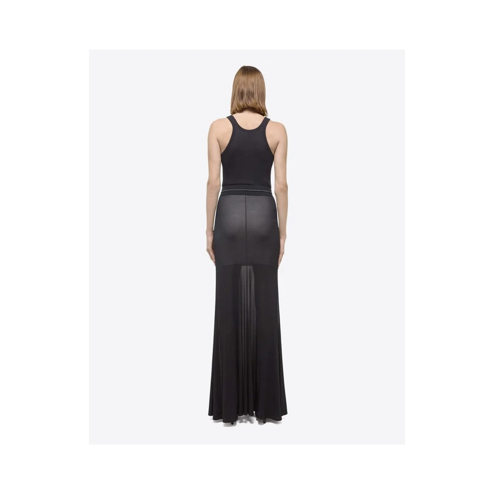 Helmut Lang Doorschijnende Gelaagde Trompet Rok Black Dames