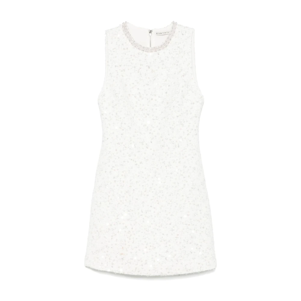 Alice + Olivia Vit Paljettklänning White, Dam