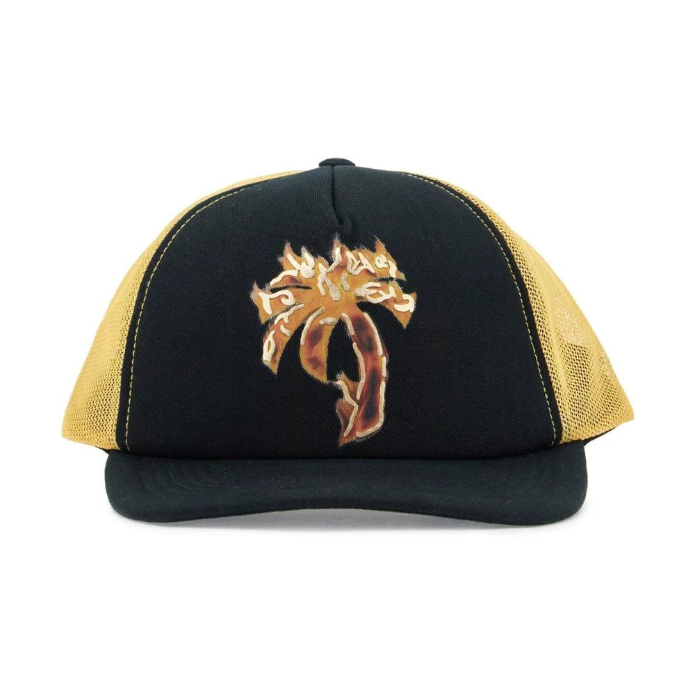 Palm Angels Mesh truckerpet met Burning Palm Black Heren