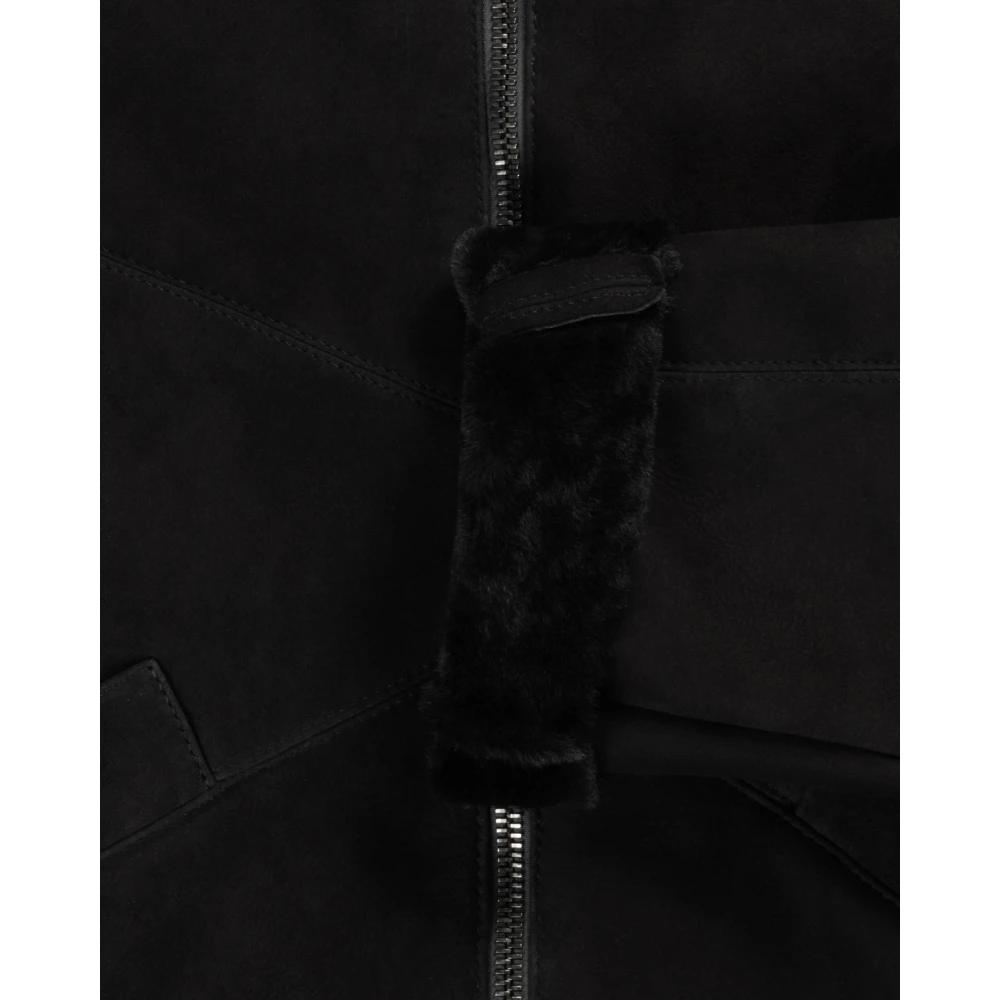 Giorgio Brato Luxe Shearling Hooded Jas in Donker Houtskool Black Heren