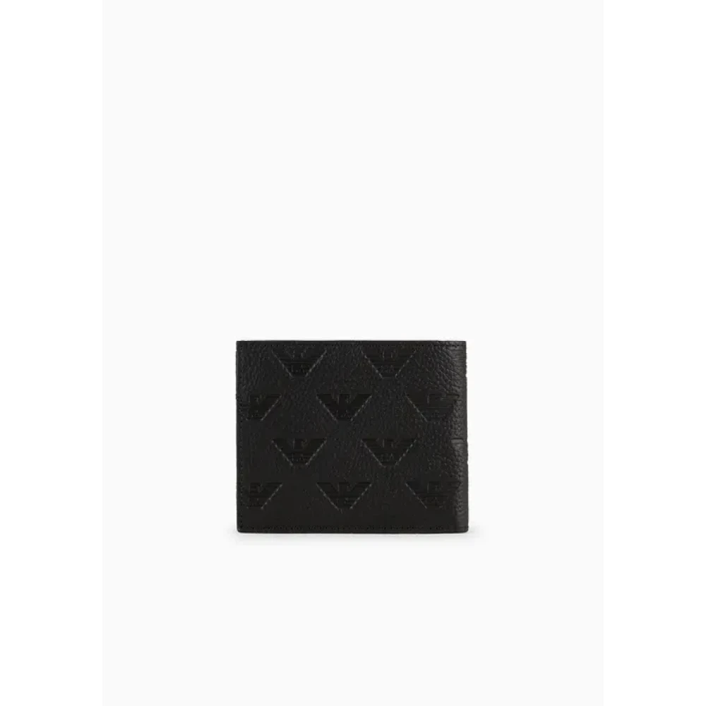 Emporio Armani Zwarte Eagle All-Over Portemonnee Black Heren