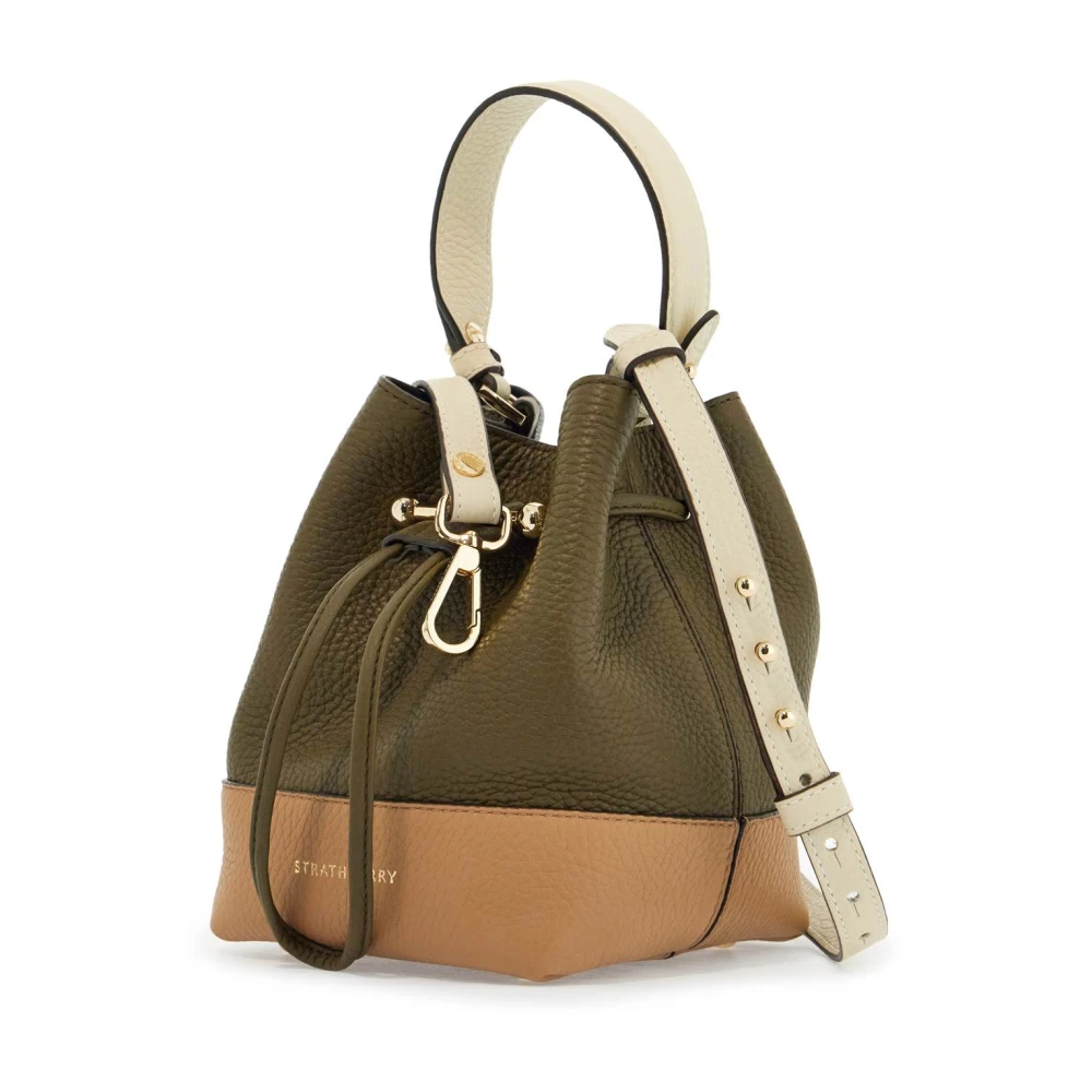 Strathberry Elegante Bicolor Leren Trekkoordtas Green Dames
