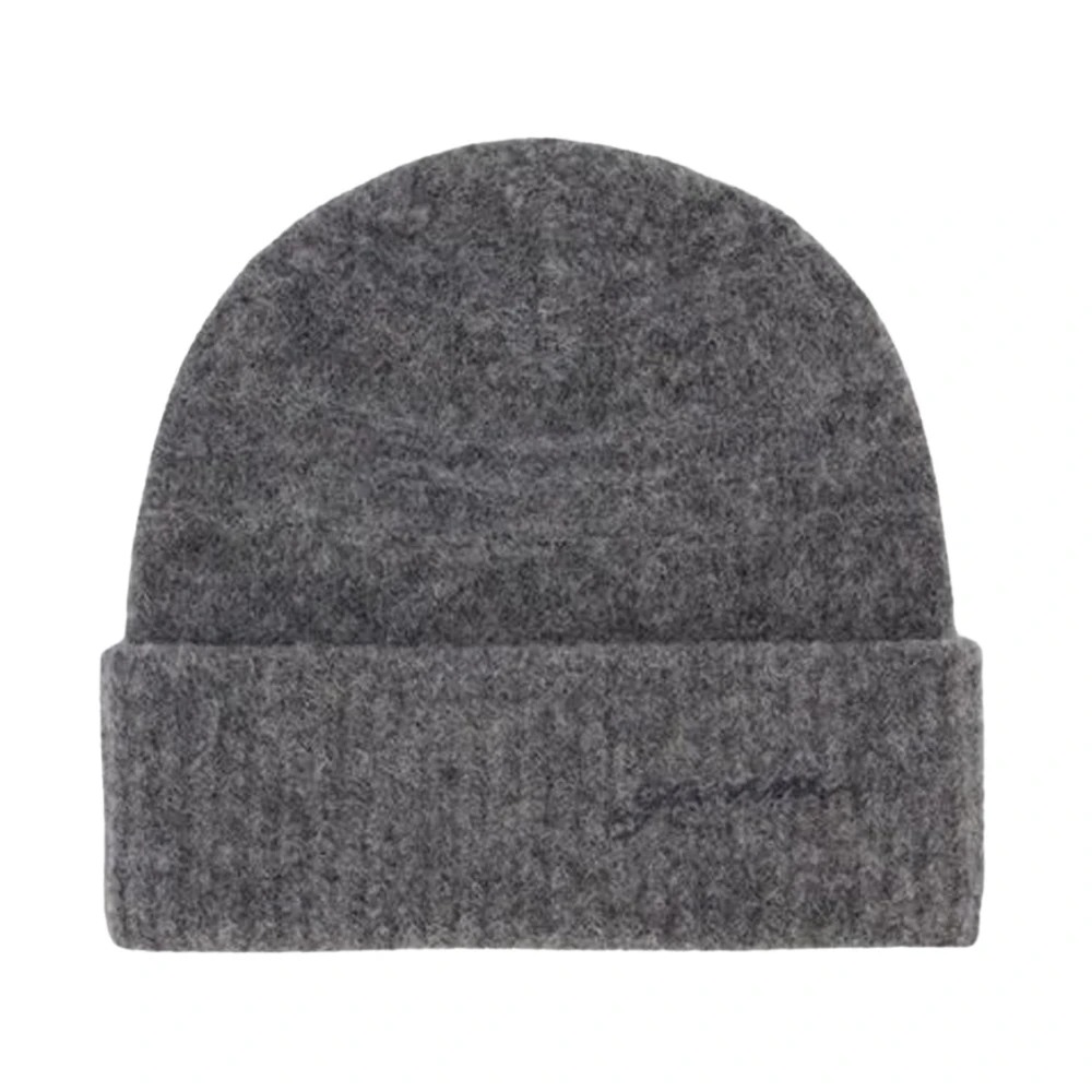 Ganni Wollen Beanie in Grijs Alpaca Merino Gray Dames