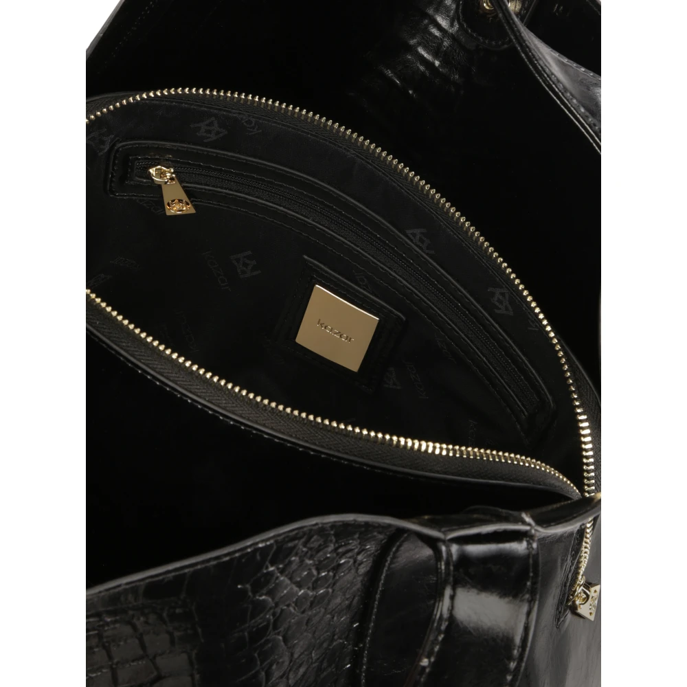Kazar Zwarte reliëflederen handtas Black Dames