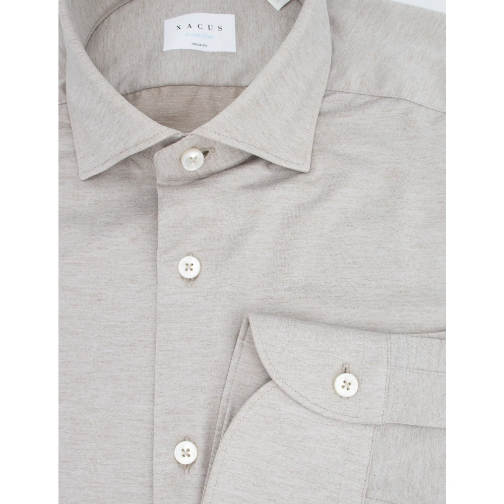 Xacus Verfijnde Overhemd met Franse Kraag en Parelmoer Knopen Beige Heren
