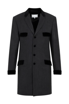 Charcoal Gray Wool Long Jacket