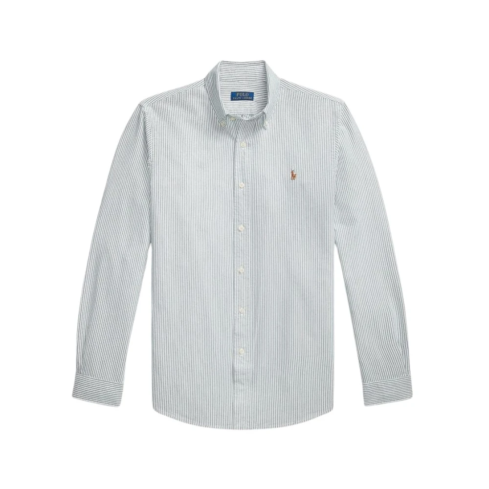Polo Ralph Lauren Gestreept Oxford Overhemd met Geborduurd Paard Green Heren