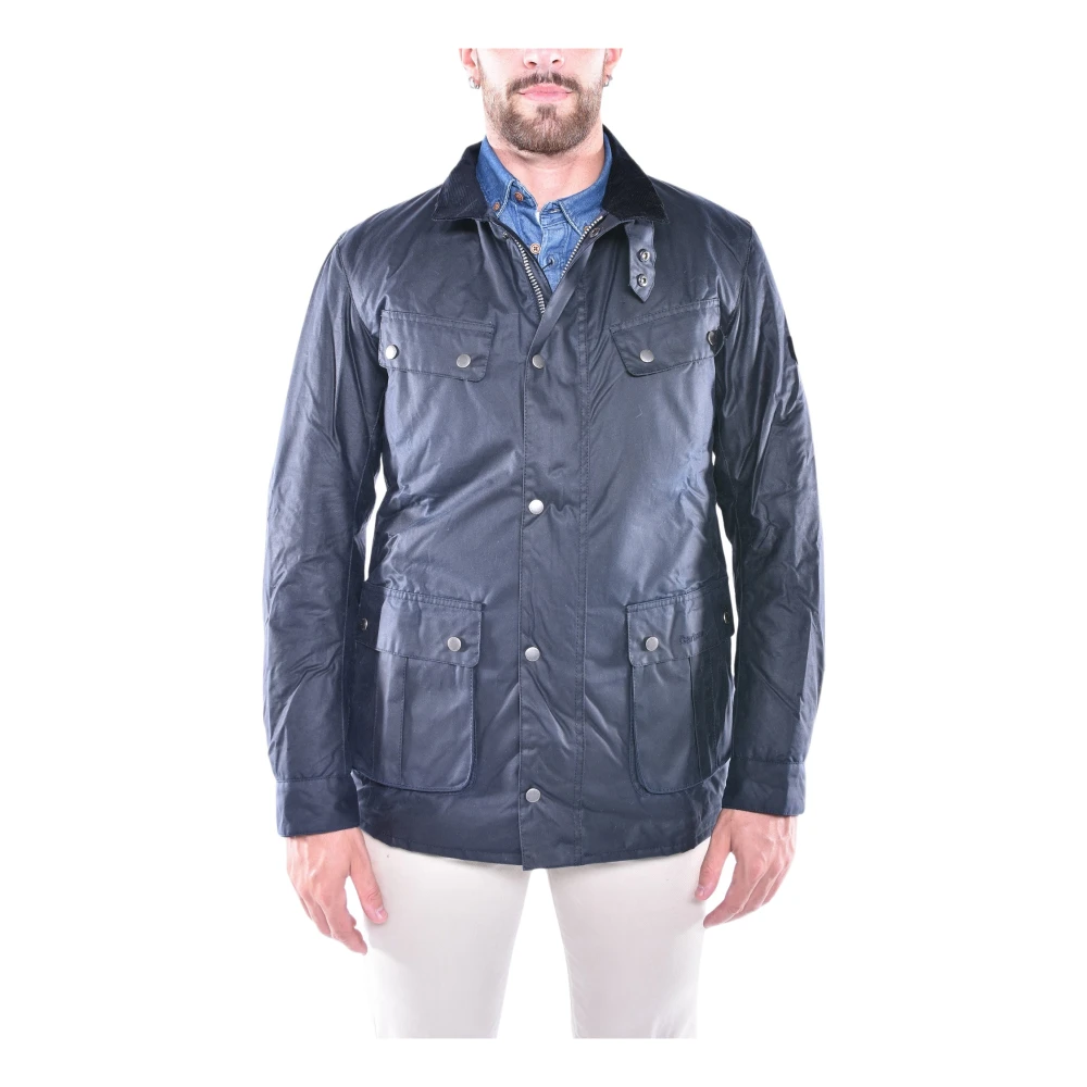 Barbour Waxjas met Bikerstijl Blue Heren