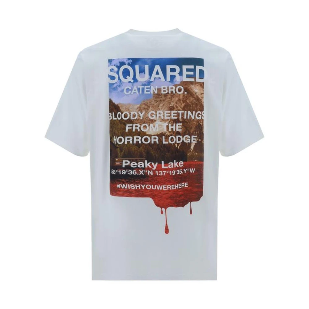 Dsquared2 Monogram Katoenen T-shirt met Geribbelde Ronde Hals White Heren