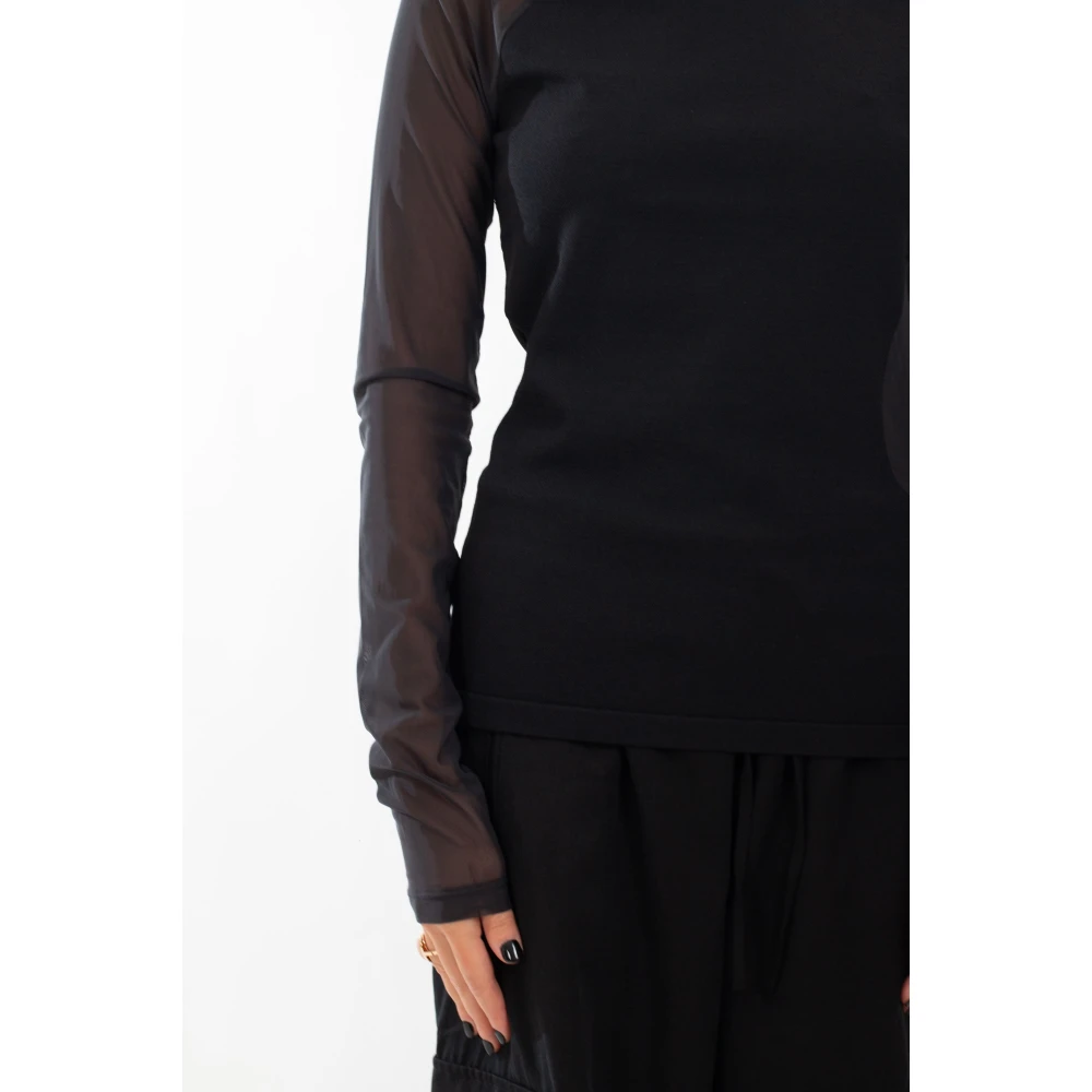 Y-3 Zwarte Mesh Gebreide Longsleeve Top Black Dames