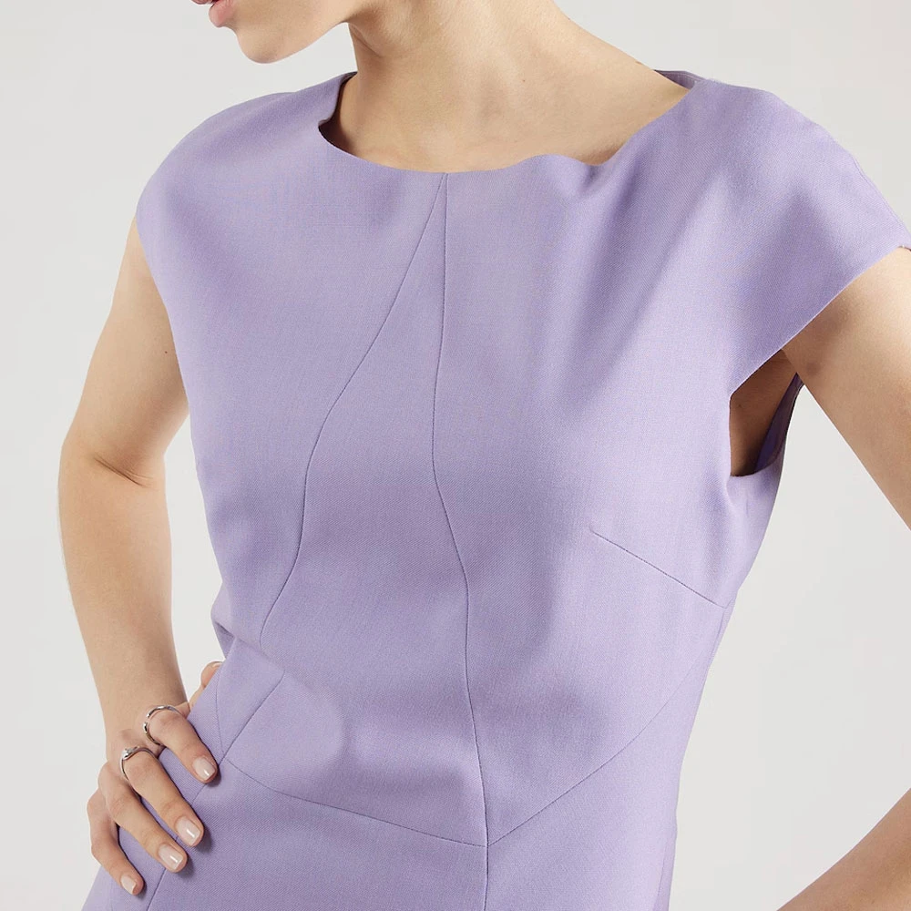 Hugo Boss Lila Midi Etuikjole met Split Purple Dames