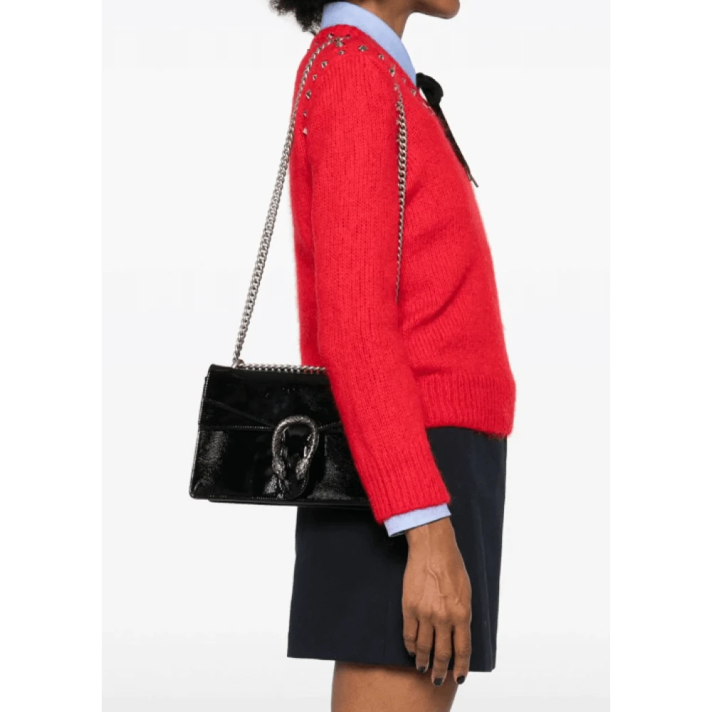 Gucci Tiger Head leren schoudertas Black Dames