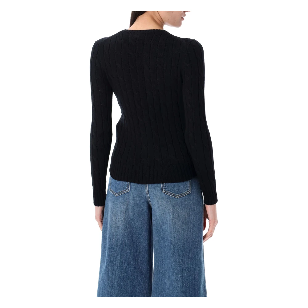 Ralph Lauren Kabelgebreide trui met ronde hals Black Dames
