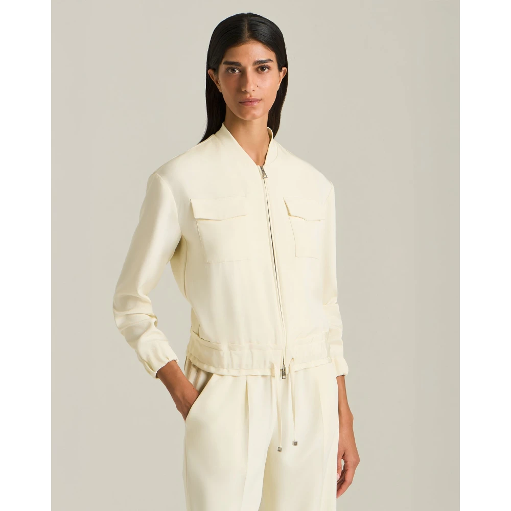 Kiton Zijden Bomberjack White Dames