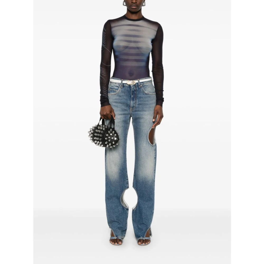 Jean Paul Gaultier Blauwe Top met Transparant Ontwerp Blue Dames