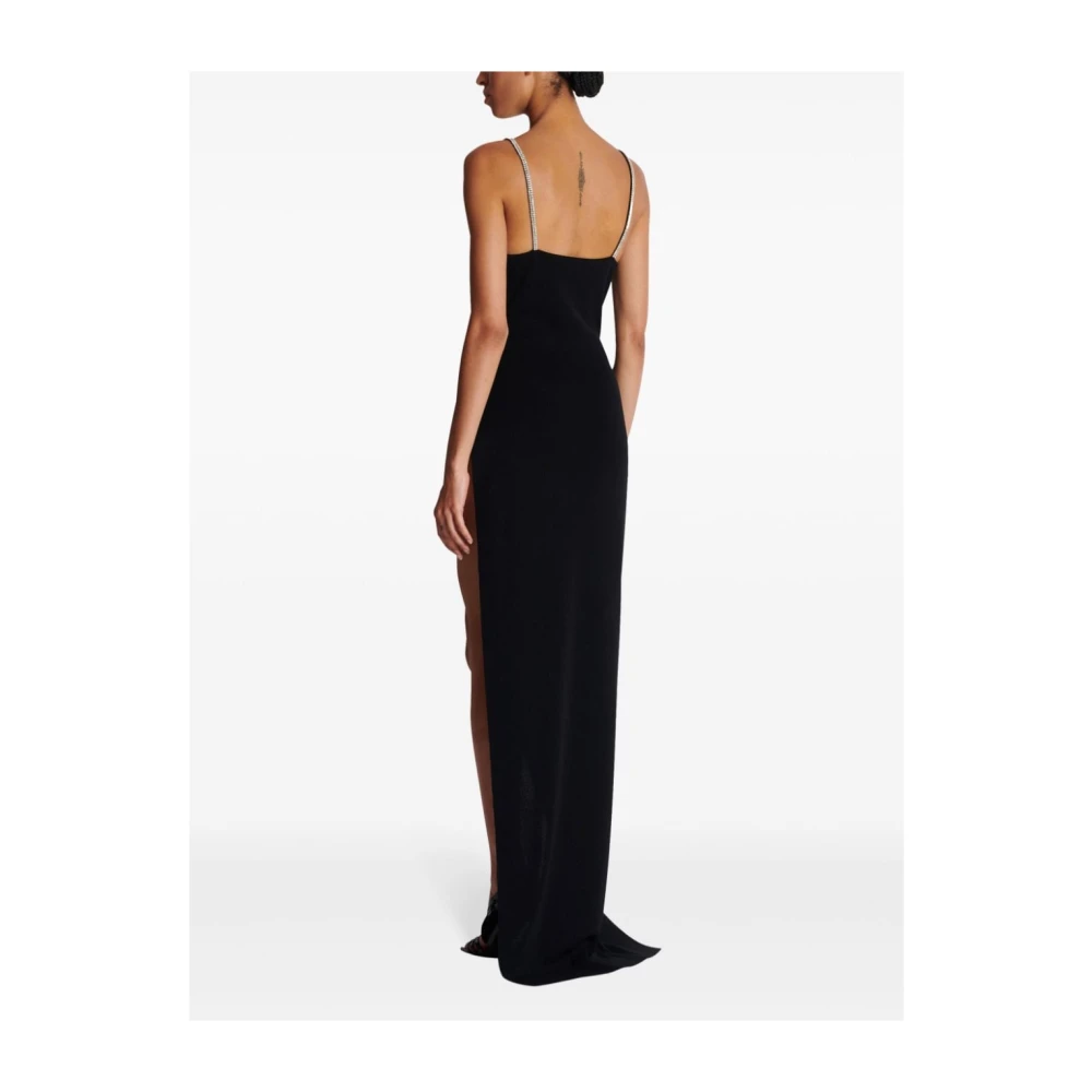 Balmain Zwarte Lange Jurk Black Dames