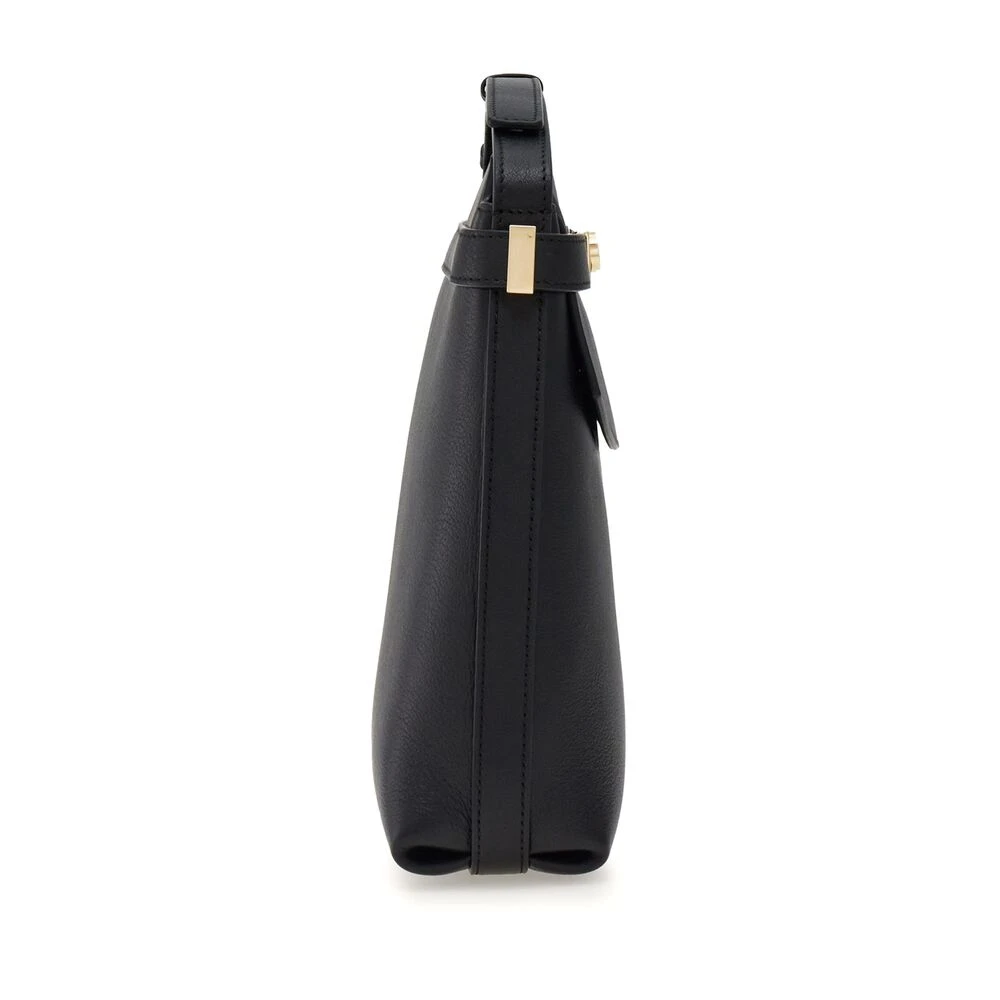 Salvatore Ferragamo Zwarte Gancini Plaque Schoudertas Black Dames