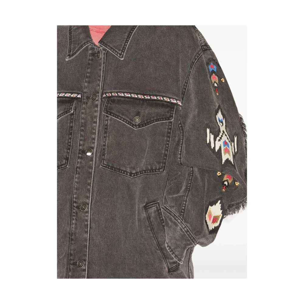 Isabel Marant Étoile Geborduurde Donkergrijze Buitenkleding Jas Gray Dames