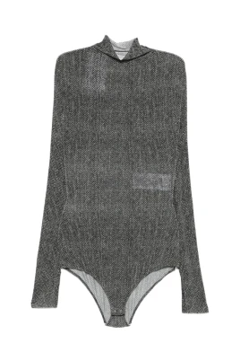 Bodysuit med hög hals i fiskbensmönster