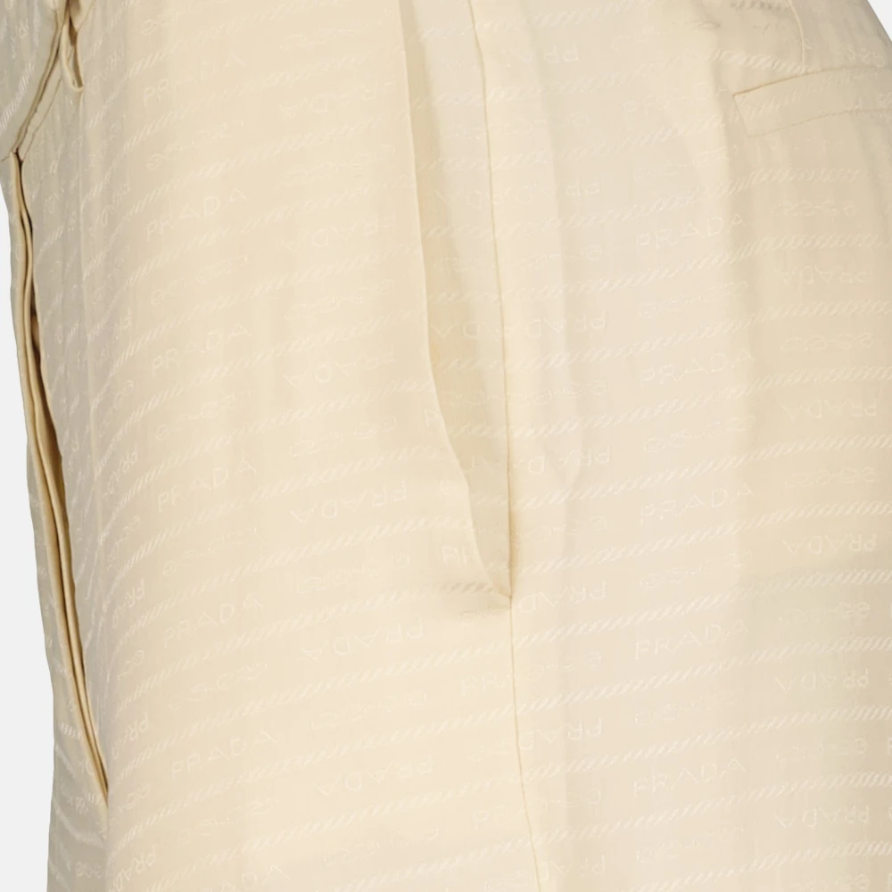 Prada Zijden Flared Broek Beige Dames