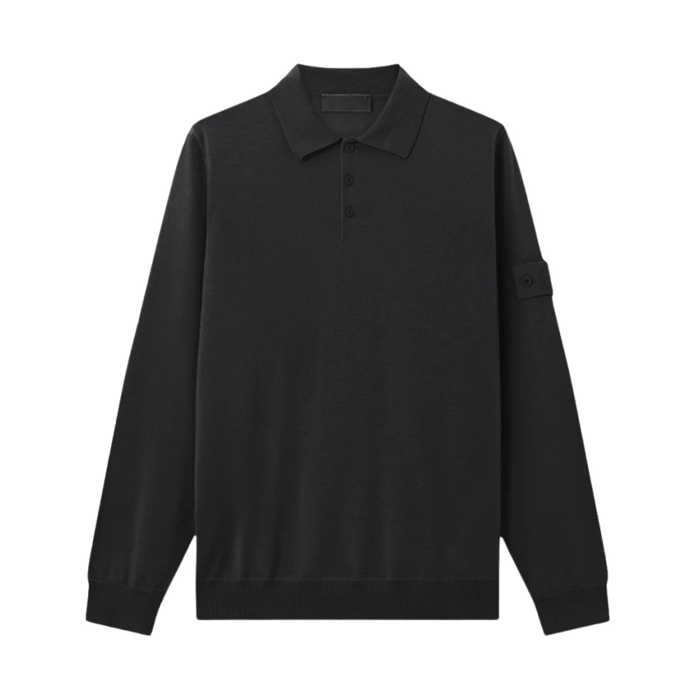 Stone Island Polo Shirts, Male, 2XL, Knitted Polo Black