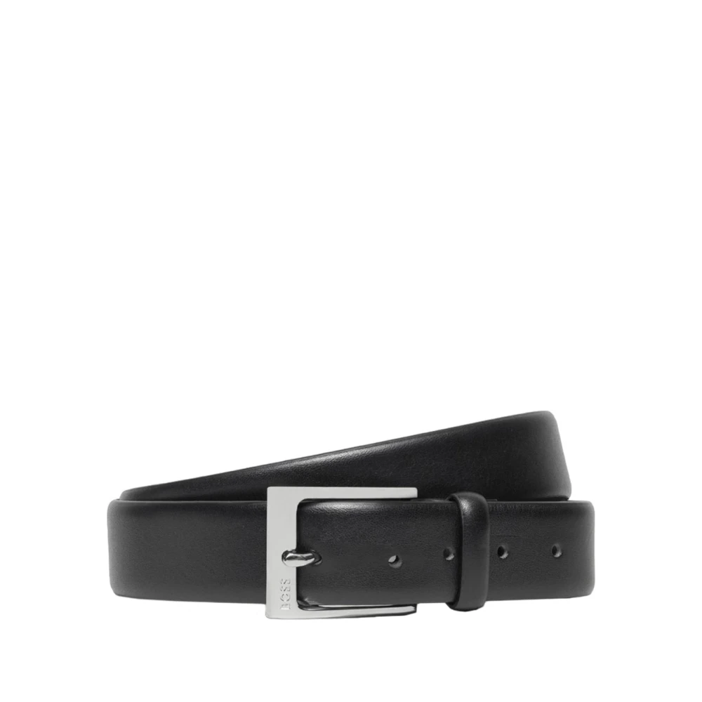 Boss Donkerblauwe lederen riem Black Heren