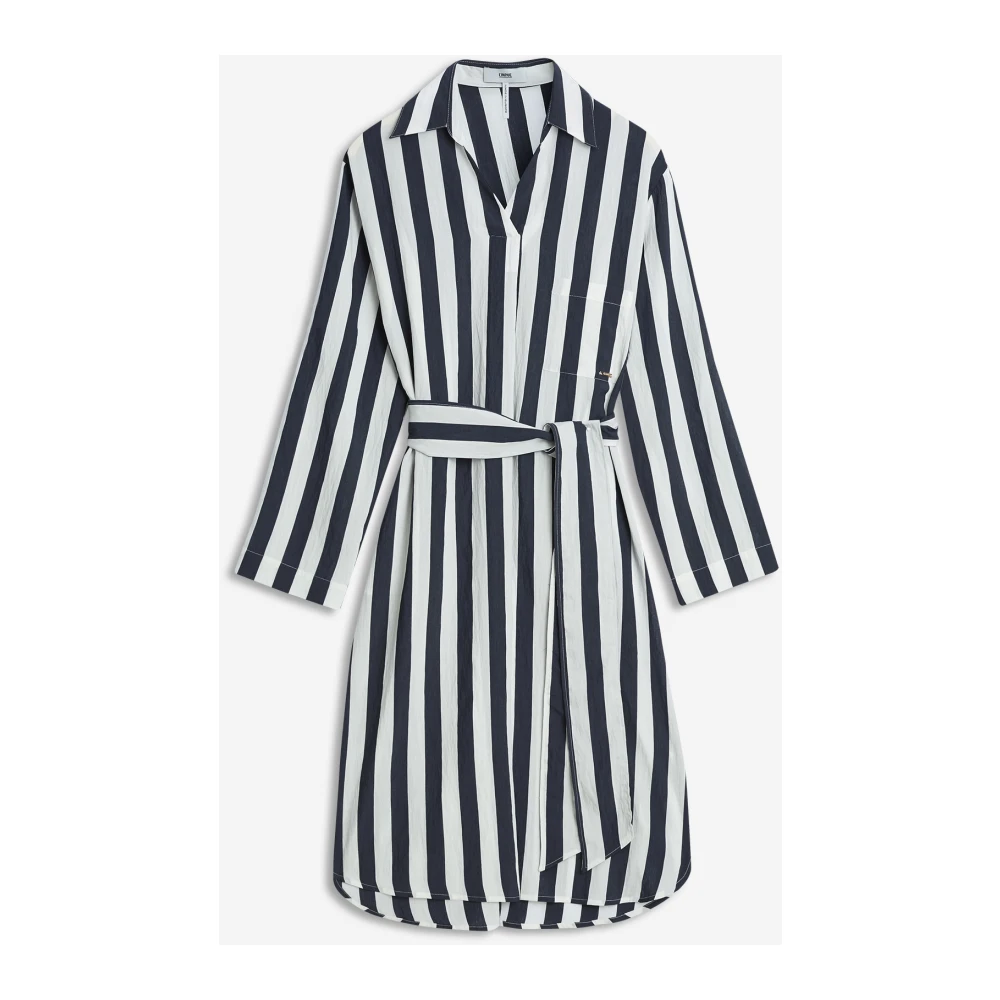 CINQUE Gestreepte zomerjurk met riem Blue Dames
