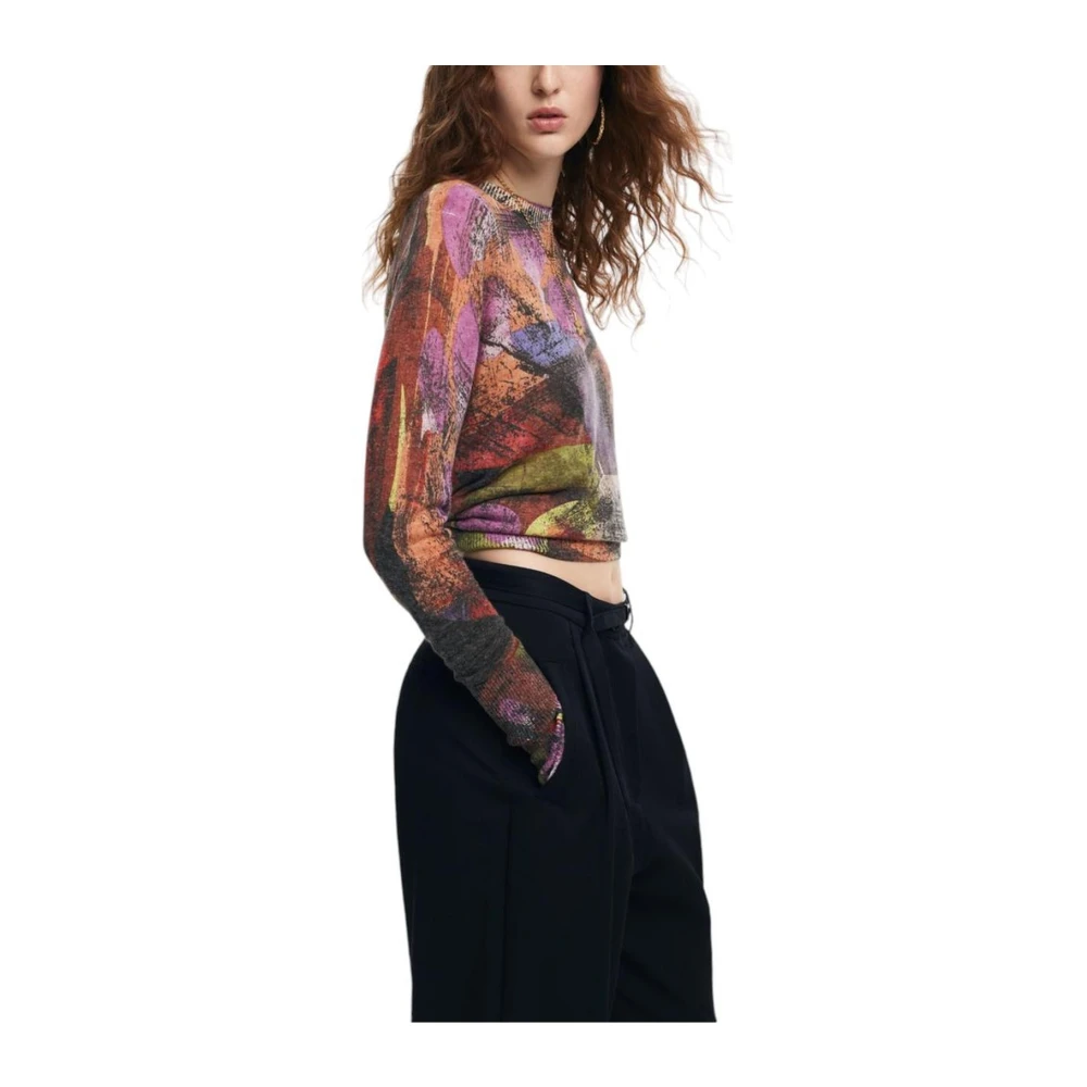 Desigual Linnen Blend Gebreide Top Multicolor Dames